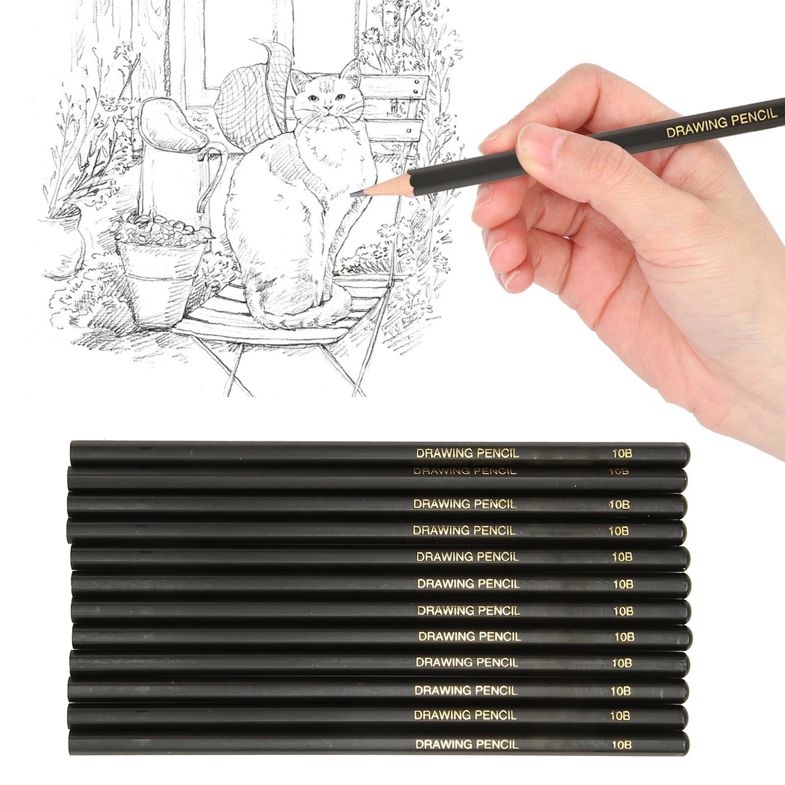 鉛筆だけで Amazon | スケッチ鉛筆、24 (10B) | 鉛筆 | 文房具・オフィス用品